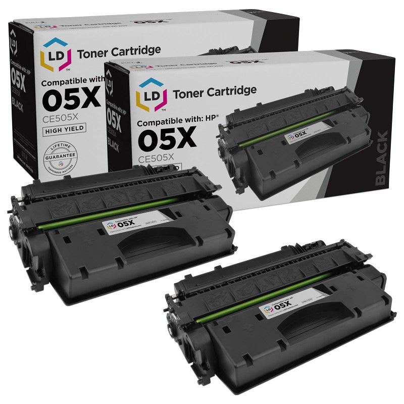 LD Products Compatible Toner Cartridge Replacements for HP 05X CE505X (Black, 2-Pack) Compatible with The Following HP Printers LaserJet P2055d P2055dn P2055X - Image 1